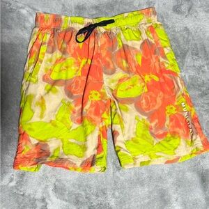 $68 Municipal Sport Utility Shorts Small Neon Wildflower Workout Gym Pockets